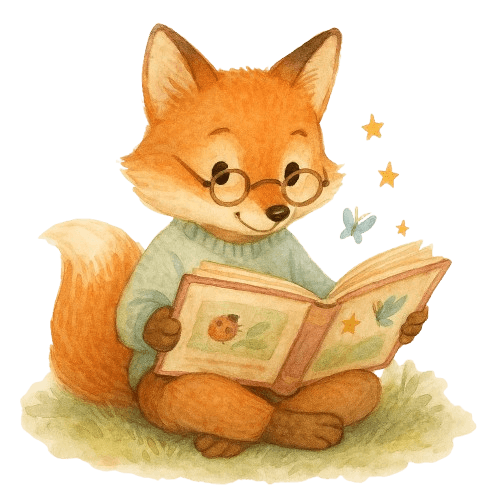 Friendly fox reading a book